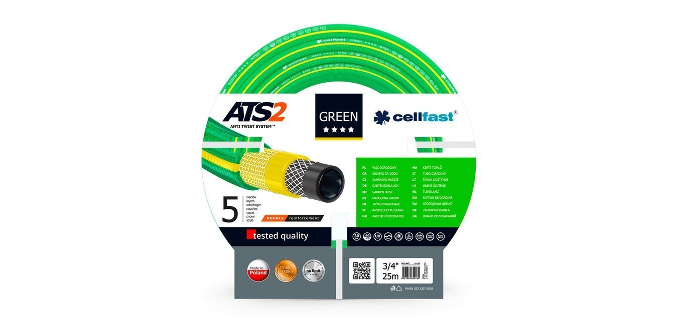 Šļūtene Cellfast GREEN ATS2 25 m, 19 mm (3/4 ") цена и информация | Laistīšanas sistēmas | 220.lv