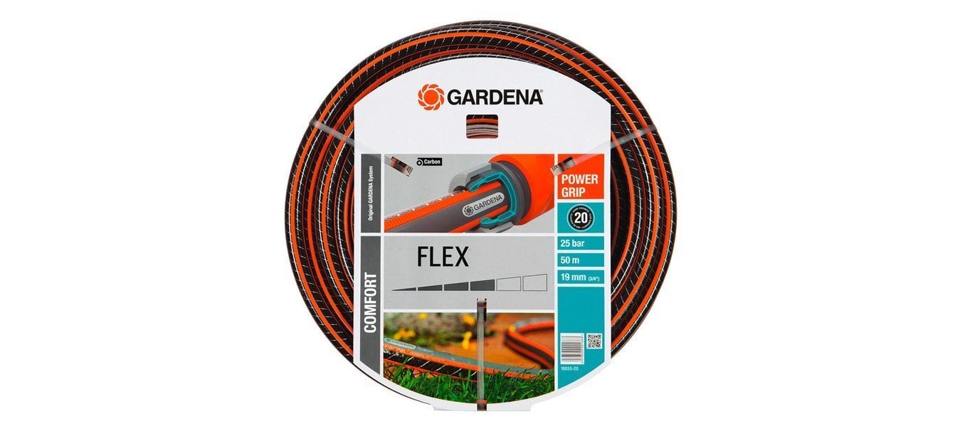 Šļūtene Gardena Comfort Flex 50 m,19 mm (3/4"), melna/oranža цена и информация | Laistīšanas sistēmas | 220.lv