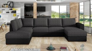 П-образный угловой диван-кровать SZAFRAN-Vasak-ekoskóra Soft 011 (czarna) + Majorka 03 цена и информация | Диваны | 220.lv