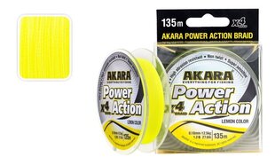 Плетеная леска AKARA Power Action X-4 Желтая 135м 0,10мм цена и информация | Другие товары для рыбалки | 220.lv