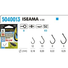 Āķi ar pavadu KAMATSU Iseama Method Feeder Fast 10cm Nr.8 cena un informācija | Makšķerēšanas āķi | 220.lv