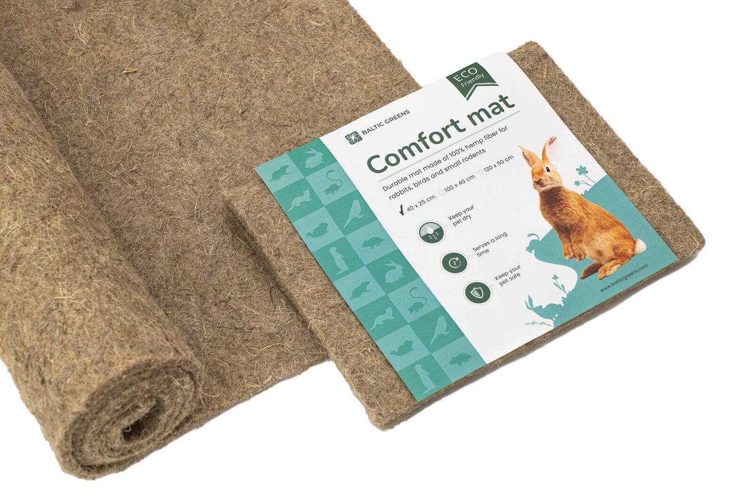 Comfort Mat 100% kaņepju šķiedras paklājiņš dzīvniekiem, 40 x 25 cm цена и информация | Pakaiši, siens grauzējiem | 220.lv