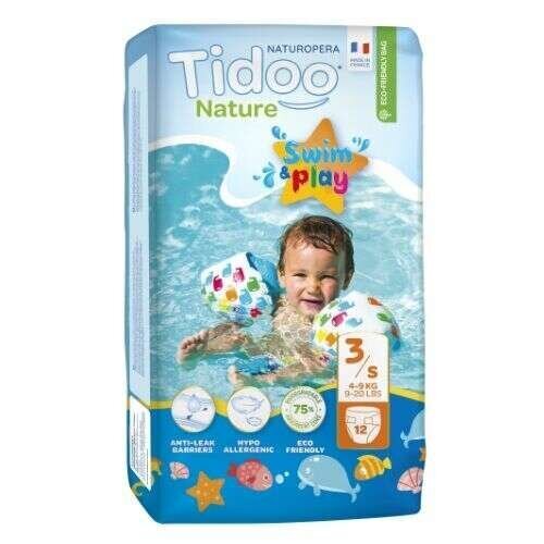 Tidoo Nature Swim & Play Art.142616 Peldbiksītes S izmērs, 4-9 kg, 12 gab. цена и информация | Autiņbiksītes | 220.lv