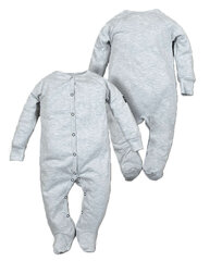 La Bebe™ NO Baby Romper Art.102451 Grey Zīdaiņu rāpulīši ar garām piedurknēm un pēdiņam no kokvilnas cena un informācija | Krekliņi, bodiji zīdaiņiem | 220.lv