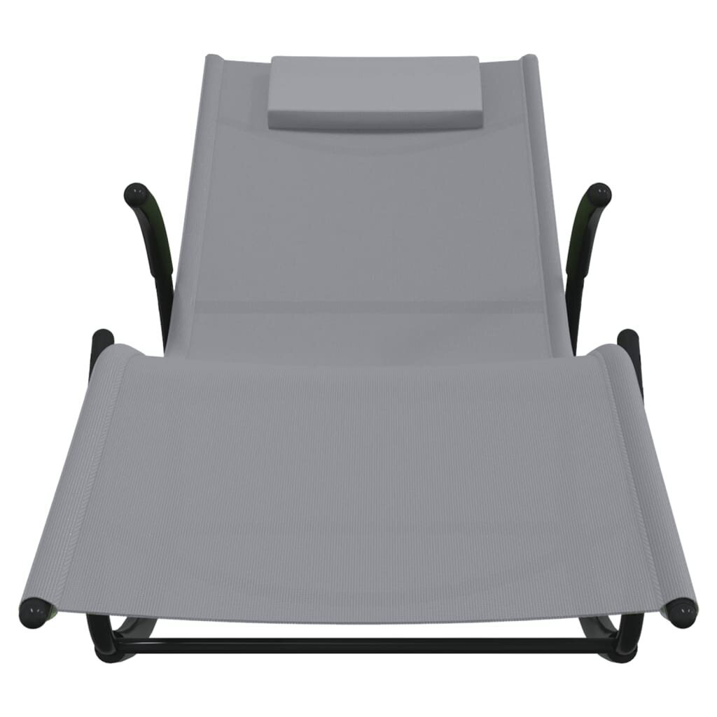 VidaXL sauļošanās šūpuļkrēsls, tērauds, pelēks tekstilēns cena un informācija | Sauļošanās krēsli | 220.lv