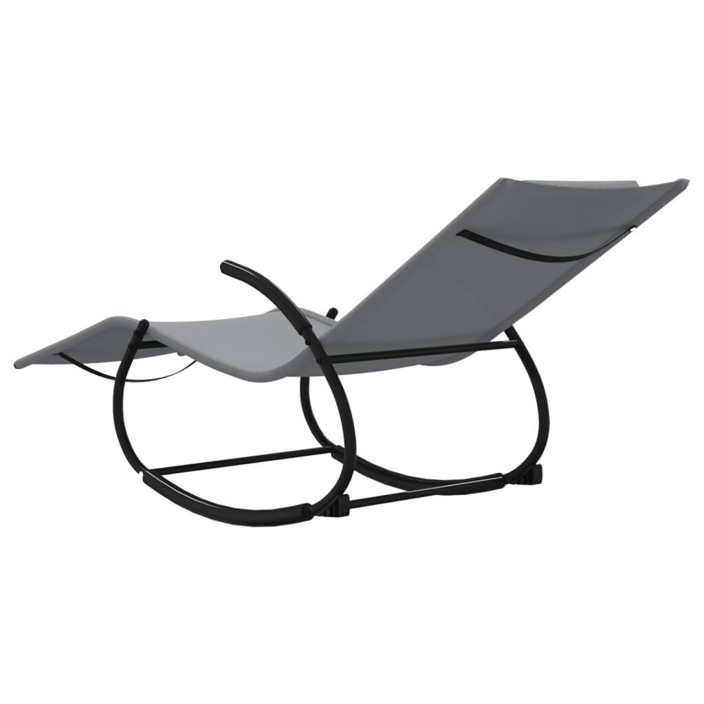 VidaXL sauļošanās šūpuļkrēsls, tērauds, pelēks tekstilēns cena un informācija | Sauļošanās krēsli | 220.lv