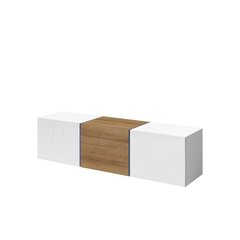 TV galds SIERRA-balts / balts spīdīgs + ozola cena un informācija | TV galdiņi | 220.lv