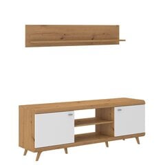 TV galds Green 2D ARWH plaukts- artisan / balts spīdīgs цена и информация | Тумбы под телевизор | 220.lv