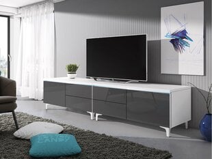 TV skapis CLEO XI-W DOUBLE L + P-balts / pelēks spīdīgs cena un informācija | TV galdiņi | 220.lv