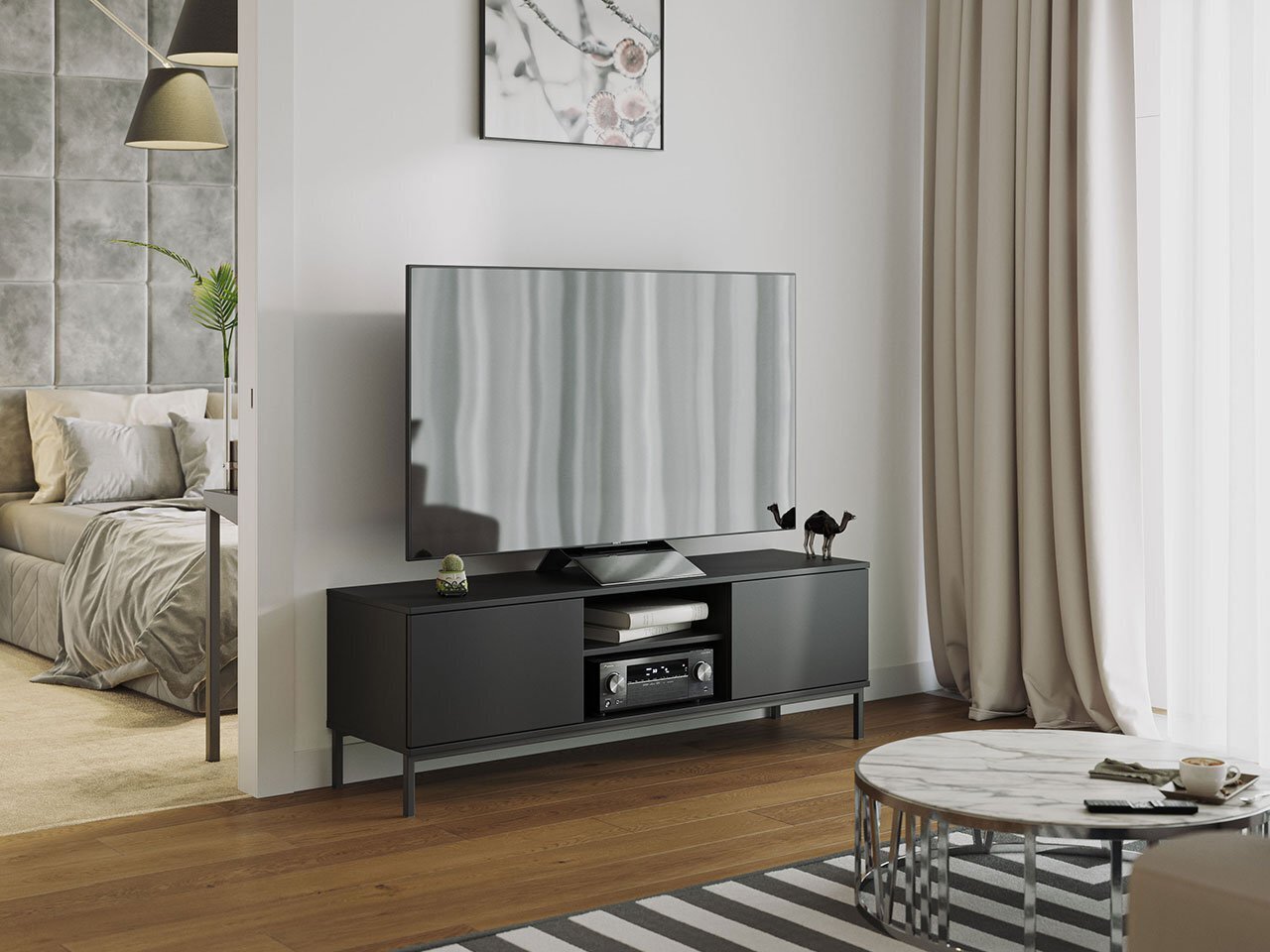 TV galds MARINEZ MR05-melns (melns) цена и информация | TV galdiņi | 220.lv