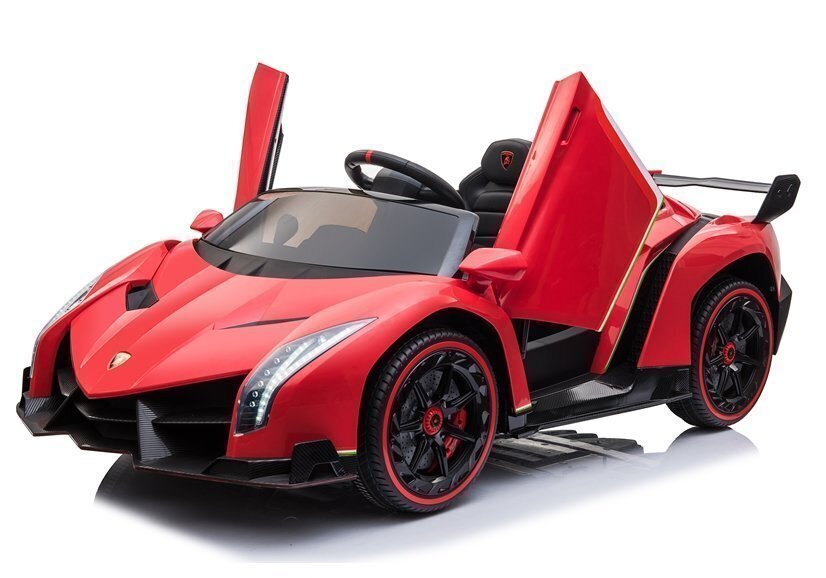 Divvietīgs bērnu elektroauto Lamborghini Veneno, sarkans cena un informācija | Bērnu elektroauto | 220.lv