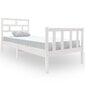 vidaXL gultas rāmis, balts, priedes masīvkoks, 75x190 cm, vienvietīgs cena un informācija | Gultas | 220.lv