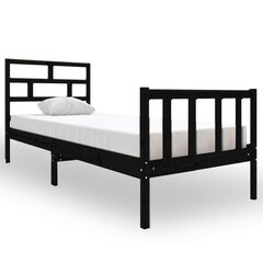 vidaXL gultas rāmis, melns, priedes masīvkoks, 75x190 cm, vienvietīgs цена и информация | Кровати | 220.lv