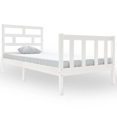 vidaXL gultas rāmis, balts, priedes masīvkoks, 90x200 cm цена и информация | Кровати | 220.lv