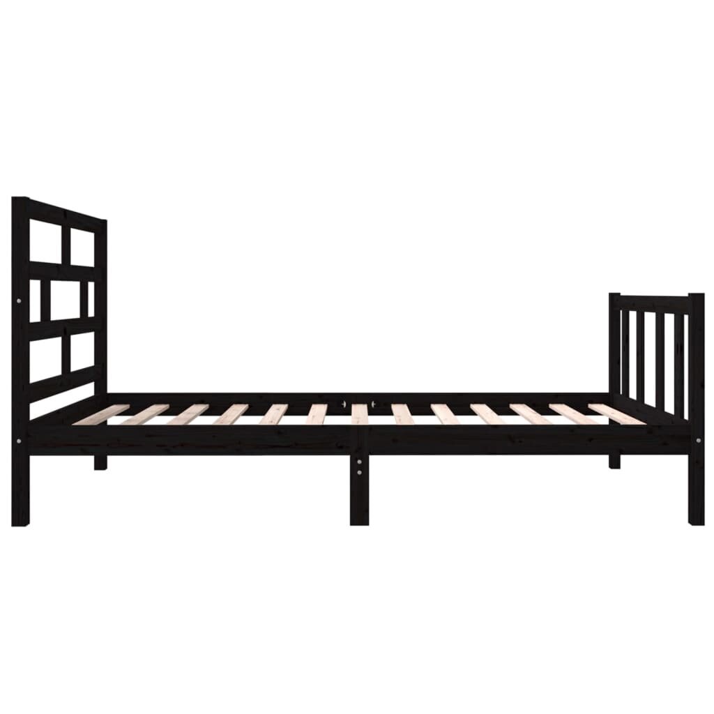 vidaXL gultas rāmis, melns, priedes masīvkoks, 90x200 cm cena un informācija | Gultas | 220.lv