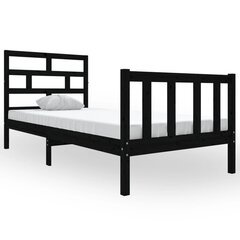 vidaXL gultas rāmis, melns, priedes masīvkoks, 90x200 cm цена и информация | Кровати | 220.lv