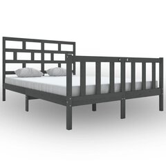 vidaXL gultas rāmis, pelēks, priedes masīvkoks, 150x200 cm, 5FT cena un informācija | Gultas | 220.lv