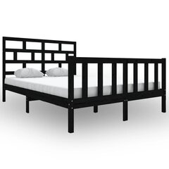 vidaXL gultas rāmis, melns, priedes masīvkoks, 160x200 cm цена и информация | Кровати | 220.lv