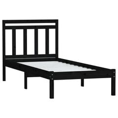 vidaXL gultas rāmis, melns, masīvkoks, 75x190 cm, 2FT6, vienvietīgs цена и информация | Кровати | 220.lv