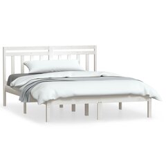 vidaXL gultas rāmis, balts, masīvkoks, 120x190 cm, 4FT, divvietīgs цена и информация | Кровати | 220.lv