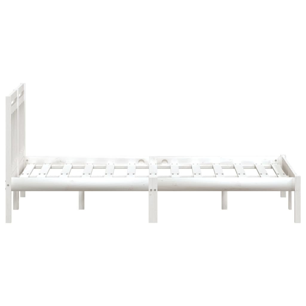 vidaXL gultas rāmis, balts, masīvkoks, 120x190 cm, 4FT, divvietīgs cena un informācija | Gultas | 220.lv