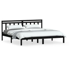 vidaXL gultas rāmis, melns, priedes masīvkoks, 160x200 cm cena un informācija | Gultas | 220.lv