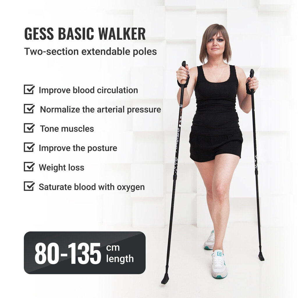 GESS Basic Walker nūjošanas nūjas 2gab / komplekts cena un informācija | Nūjošanas nūjas | 220.lv