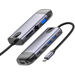 Mcdodo 10in1 USB-C RJ-45 VGA HDMI 4K klēpjdatoru koncentrators Macbook M1 HU-7420 цена и информация | Адаптеры и USB разветвители | 220.lv