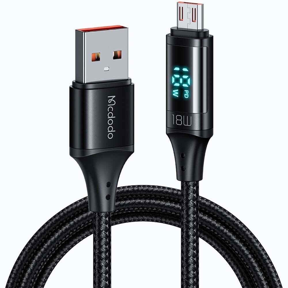 MCDODO DIGITAL PRO QC 4.0 MICRO USB 18W 1.2M TELEFONA KABELIS CA-1070 cena un informācija | Kabeļi un vadi | 220.lv