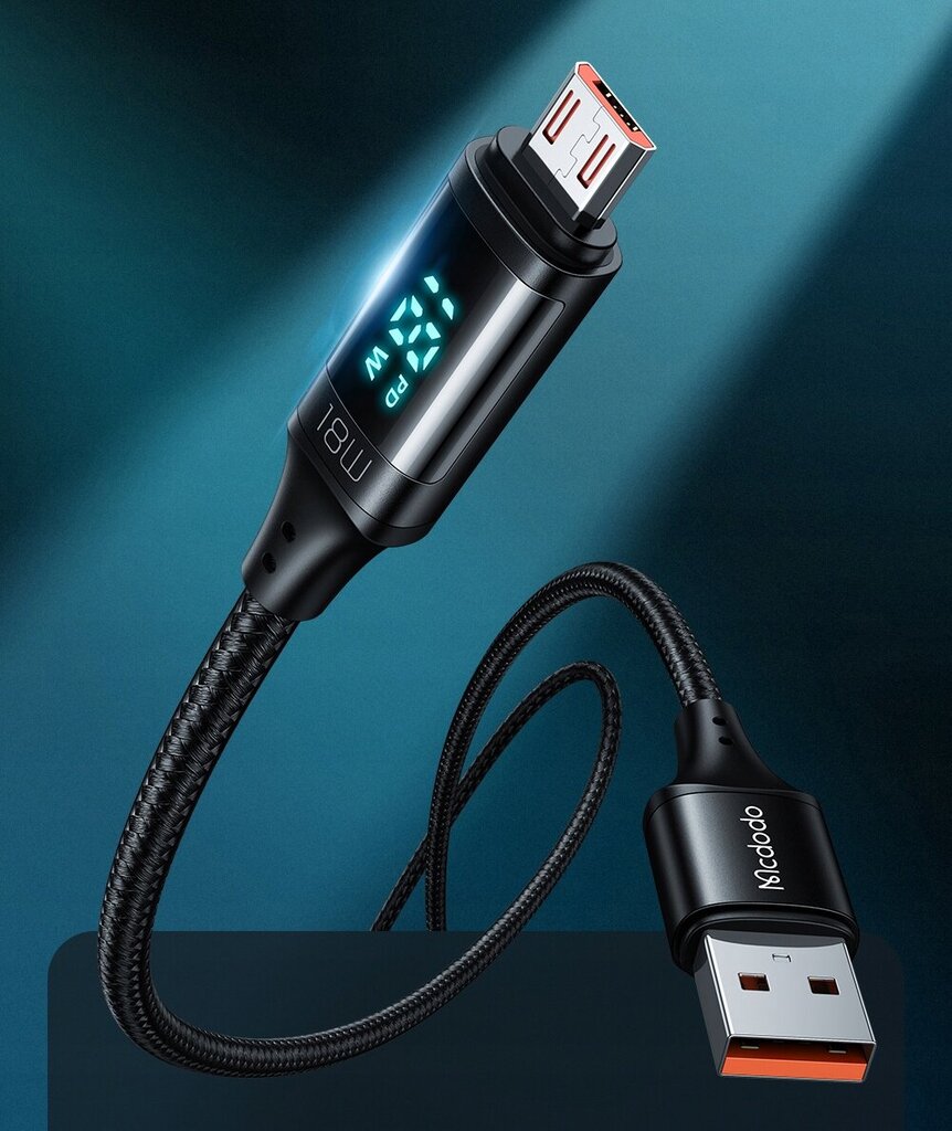 MCDODO DIGITAL PRO QC 4.0 MICRO USB 18W 1.2M TELEFONA KABELIS CA-1070 cena un informācija | Kabeļi un vadi | 220.lv