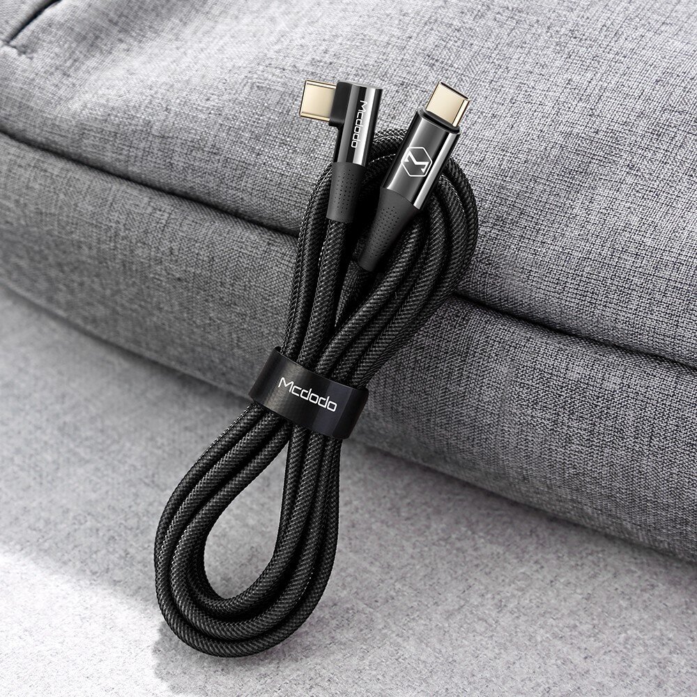 MCDODO ANGLE KĀBEĻŠ TELEFONAM 2X USB-C PD 2.0 QC 4.0 5A 100W 2M melns CA-8323 cena un informācija | Kabeļi un vadi | 220.lv