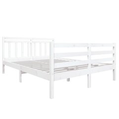 vidaXL gultas rāmis, balts, masīvkoks, 135x190 cm, 4FT6, divvietīgs цена и информация | Кровати | 220.lv
