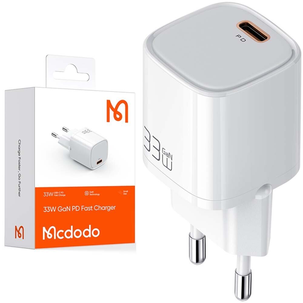 Mcdodo nano GaN, USB-C PD QC tālruņa lādētājs - 33W CH-0080 cena un informācija | Akumulatoru lādētāji | 220.lv