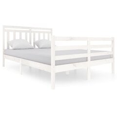 vidaXL gultas rāmis, balts, masīvkoks, 140x200 cm cena un informācija | Gultas | 220.lv