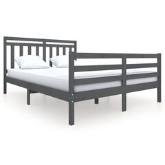 vidaXL gultas rāmis, pelēks, masīvkoks, 160x200 cm цена и информация | Кровати | 220.lv