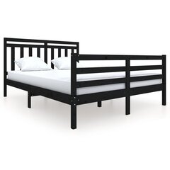 vidaXL gultas rāmis, melns, masīvkoks, 160x200 cm цена и информация | Кровати | 220.lv