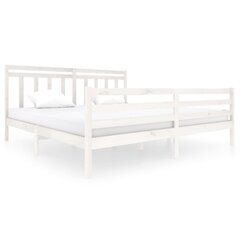 vidaXL gultas rāmis, balts, masīvkoks, 200x200 cm cena un informācija | Gultas | 220.lv