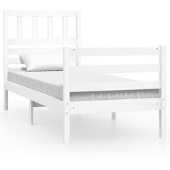vidaXL gultas rāmis, balts, masīvkoks, 90x190 cm, 3FT, vienvietīgs цена и информация | Кровати | 220.lv