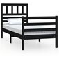 vidaXL gultas rāmis, melns, masīvkoks, 90x200 cm cena un informācija | Gultas | 220.lv