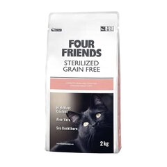 Four Friends Sterilized Grain Free sausā barība sterilizētiem/kastrētiem kaķiem ar pīli, tītaru un vistu, 2 kg cena un informācija | Sausā barība kaķiem | 220.lv