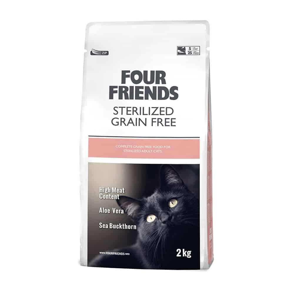 Four Friends Sterilized Grain Free sausā barība sterilizētiem/kastrētiem kaķiem ar pīli, tītaru un vistu, 2 kg цена и информация | Sausā barība kaķiem | 220.lv