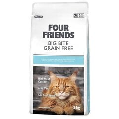 Four Friends Big Bite Grain Free bezgraudu sausā barība lieliem kaķiem ar pīli, tītaru un vistu 2 kg cena un informācija | Sausā barība kaķiem | 220.lv