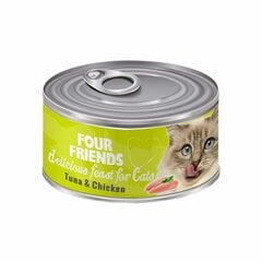 Консервы для кошек с тунцом и курицей Four Friends, 85 г цена и информация | Консервы для котов | 220.lv