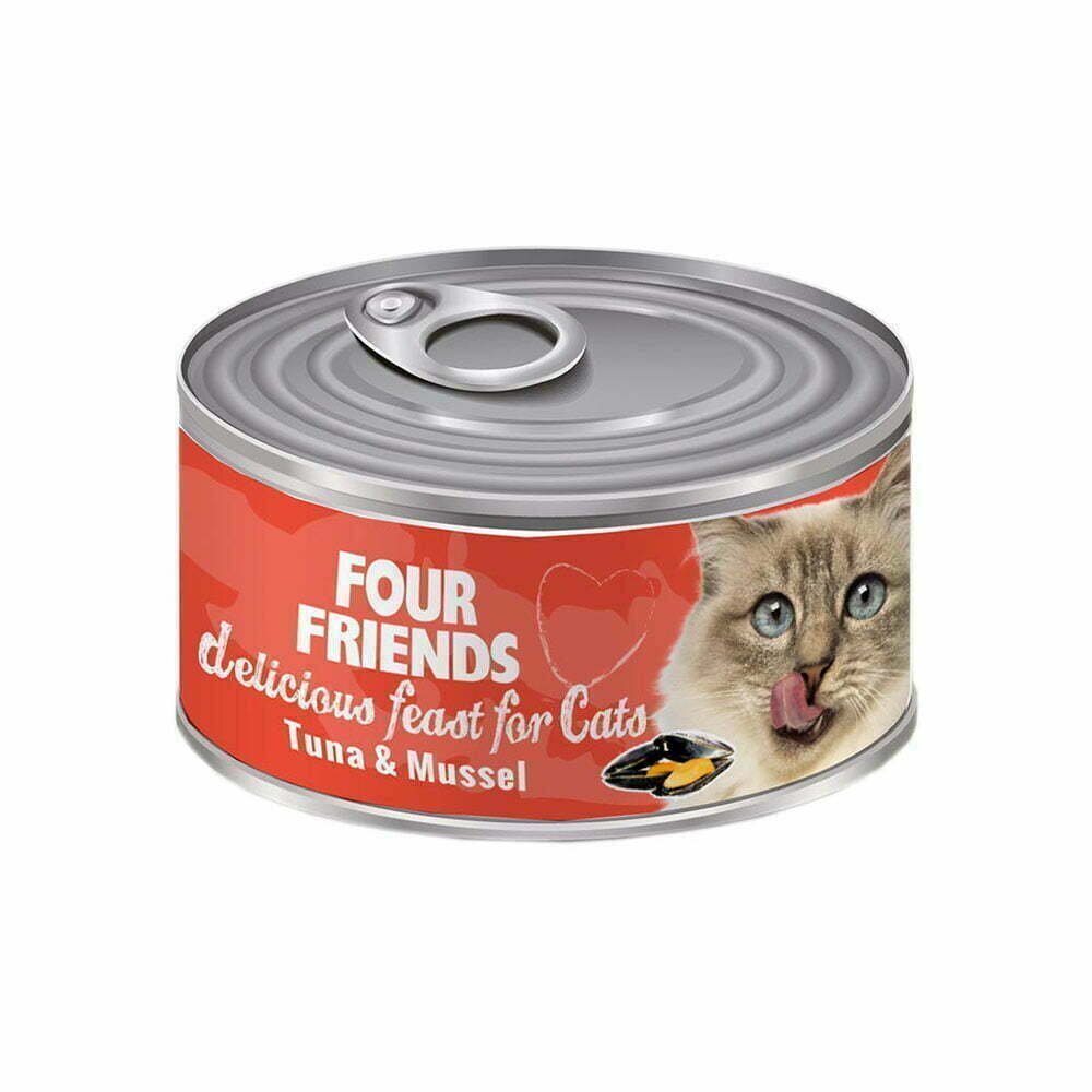 Four Friends Tuna &amp; Mussel konservi kaķiem ar tunci un gliemenēm, 85 g cena un informācija | Konservi kaķiem | 220.lv