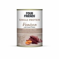 Four Friends Single Protein Venison with Sweet Potato konservi suņiem ar brieža gaļu, 400 g cena un informācija | Konservi suņiem | 220.lv