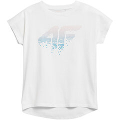 T-krekls meitenei 4F balts HJZ21 JTSD003B 10S cena un informācija | Krekli, bodiji, blūzes meitenēm | 220.lv