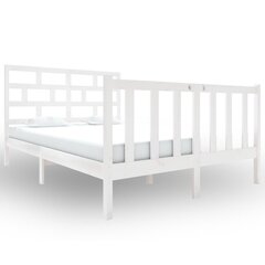 vidaXL gultas rāmis, balts, priedes masīvkoks, 120x190 cm, divvietīgs цена и информация | Кровати | 220.lv
