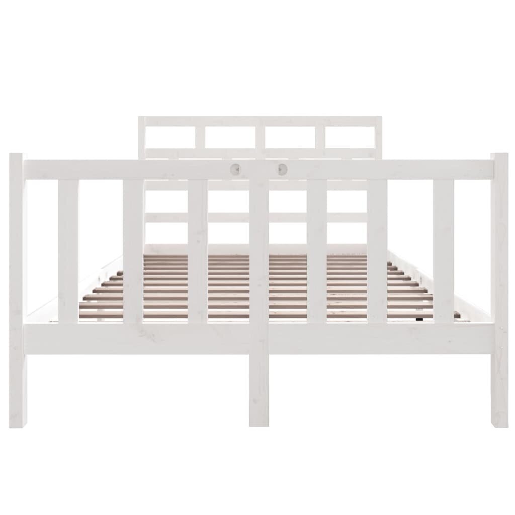 vidaXL gultas rāmis, balts, priedes masīvkoks, 120x190 cm, divvietīgs cena un informācija | Gultas | 220.lv