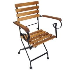 VidaXL saliekami dārza krēsli, 4 gab., tērauds un akācijas masīvkoks cena un informācija | Dārza krēsli | 220.lv