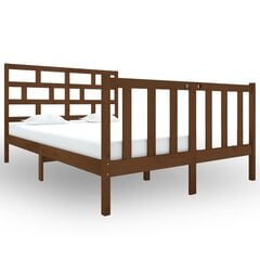 vidaXL gultas rāmis, brūns, masīvkoks, 120x190 cm, 4FT, divvietīgs цена и информация | Кровати | 220.lv